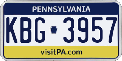PA license plate KBG3957