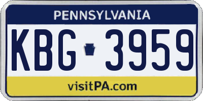 PA license plate KBG3959