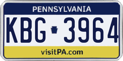 PA license plate KBG3964