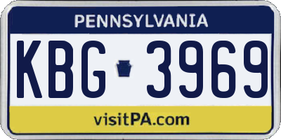 PA license plate KBG3969