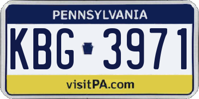 PA license plate KBG3971