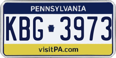 PA license plate KBG3973
