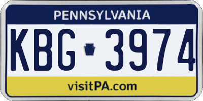PA license plate KBG3974