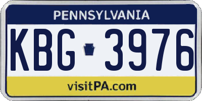 PA license plate KBG3976