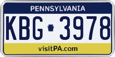 PA license plate KBG3978