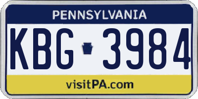 PA license plate KBG3984