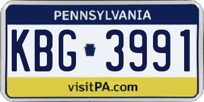 PA license plate KBG3991