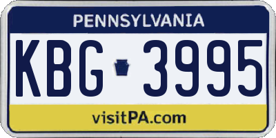 PA license plate KBG3995