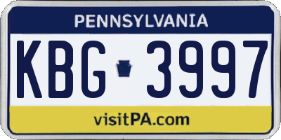 PA license plate KBG3997