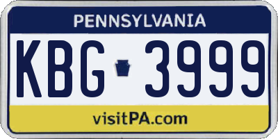 PA license plate KBG3999