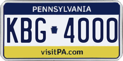 PA license plate KBG4000
