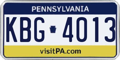 PA license plate KBG4013