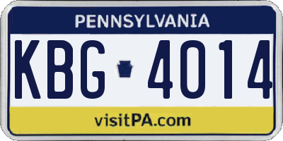 PA license plate KBG4014