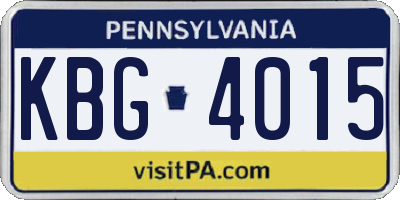 PA license plate KBG4015