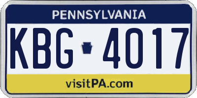 PA license plate KBG4017