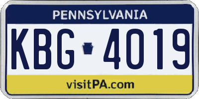PA license plate KBG4019