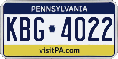 PA license plate KBG4022
