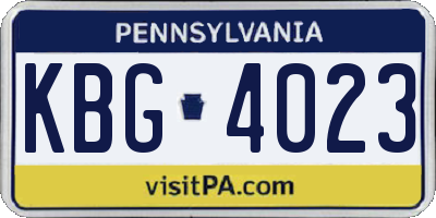 PA license plate KBG4023