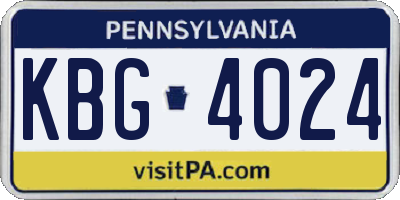 PA license plate KBG4024