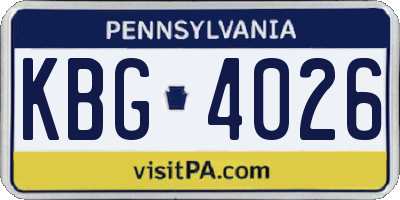 PA license plate KBG4026