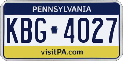 PA license plate KBG4027