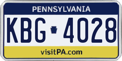 PA license plate KBG4028