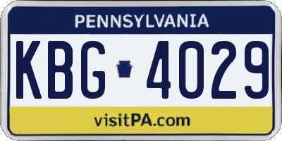 PA license plate KBG4029