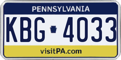 PA license plate KBG4033