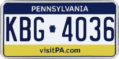 PA license plate KBG4036