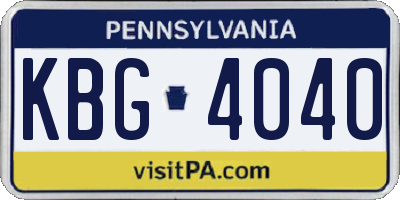 PA license plate KBG4040