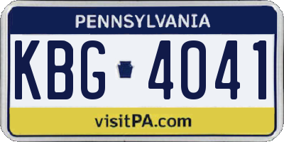 PA license plate KBG4041