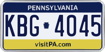 PA license plate KBG4045