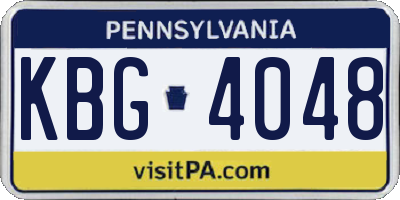 PA license plate KBG4048