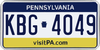 PA license plate KBG4049
