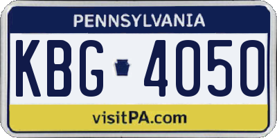 PA license plate KBG4050