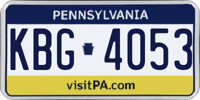 PA license plate KBG4053