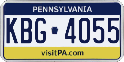 PA license plate KBG4055