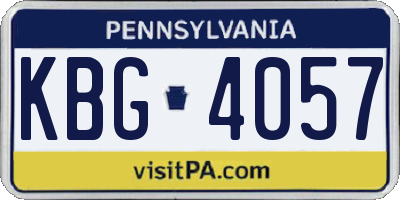 PA license plate KBG4057