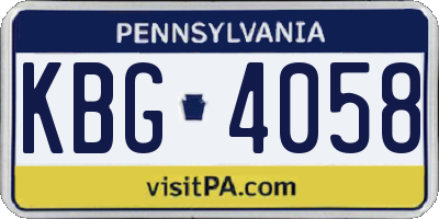 PA license plate KBG4058