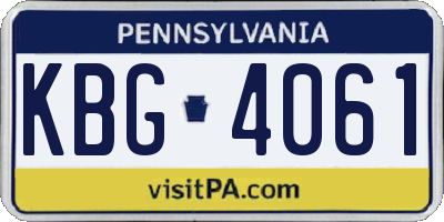 PA license plate KBG4061