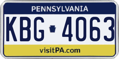 PA license plate KBG4063
