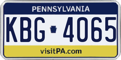 PA license plate KBG4065