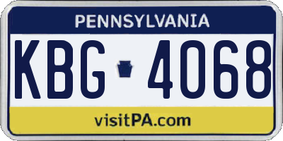 PA license plate KBG4068