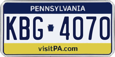PA license plate KBG4070