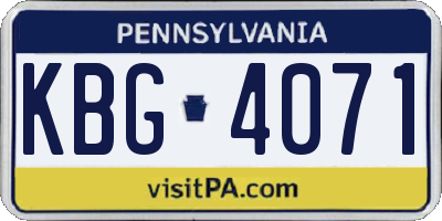 PA license plate KBG4071