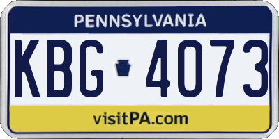 PA license plate KBG4073