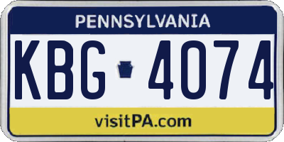 PA license plate KBG4074