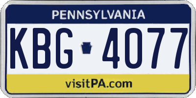 PA license plate KBG4077