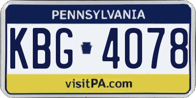 PA license plate KBG4078