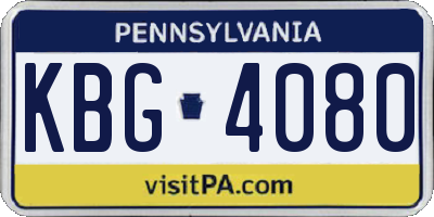 PA license plate KBG4080
